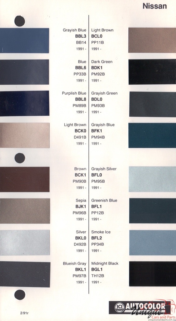 1991-1993 Nissan Paint Charts Autocolor